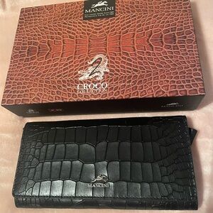 Mancini Croco2 leather wallet black